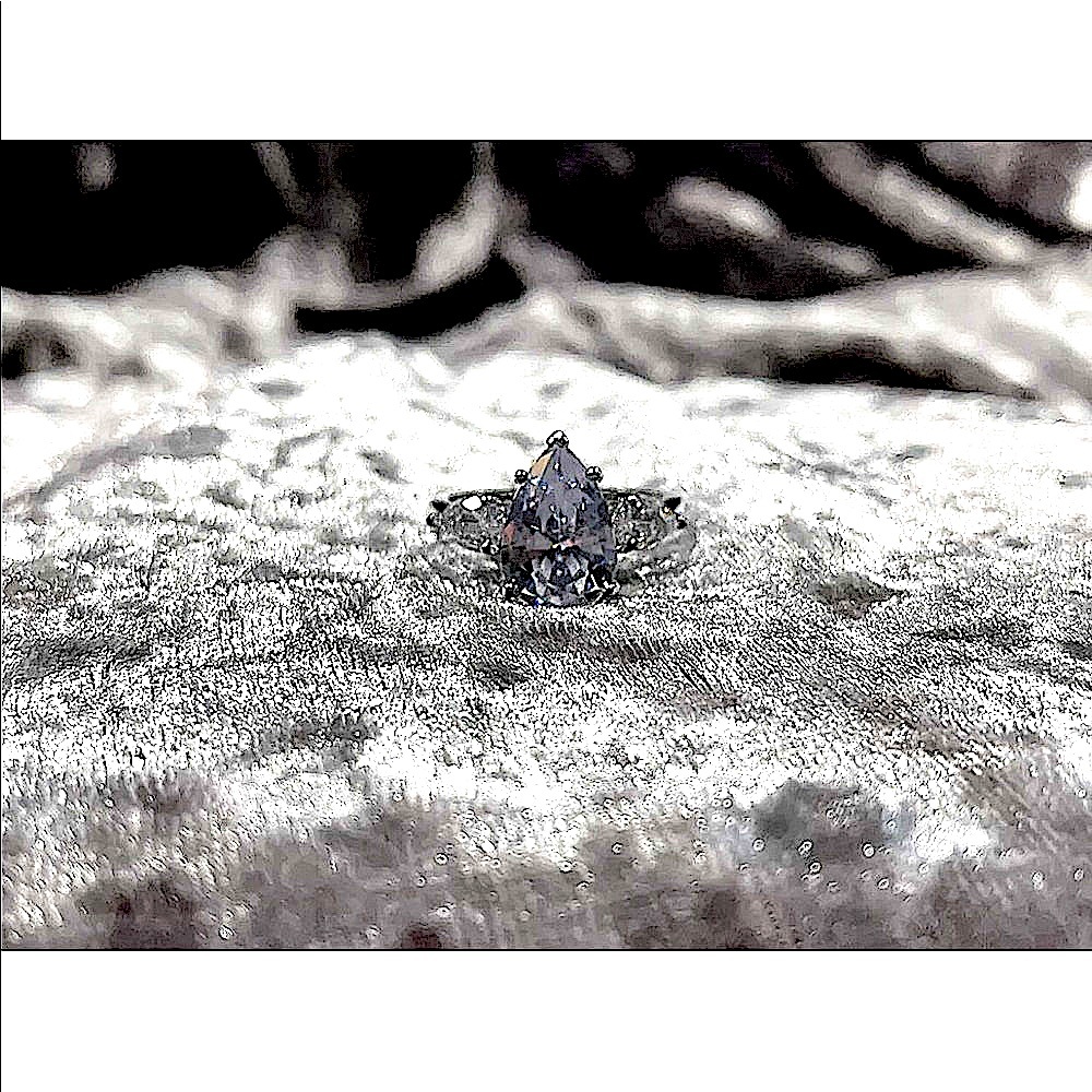3ctw Pear Three Stone Ring in Sterling Silver White Sapphire - Picture 8 of 12